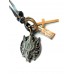 Colier barbati cu medalion cap de lup argintiu 115059